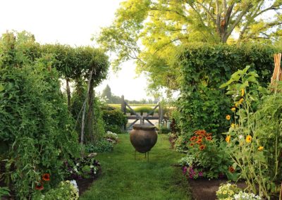 Vibrant seasonal planting and productive kitchen garden in Napa Valley estate.