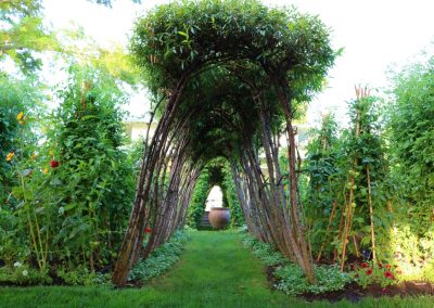 Willow archway in a productive Napa Valley kitchen garden.